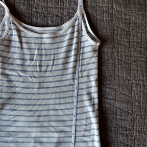 Brandy Melville White and Gray Classic Striped Tank Top